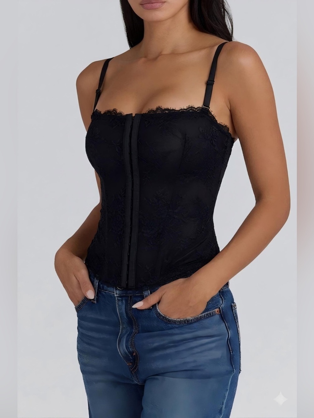 Popilush Lace Detachable Strap Corset Bustier Size XXL